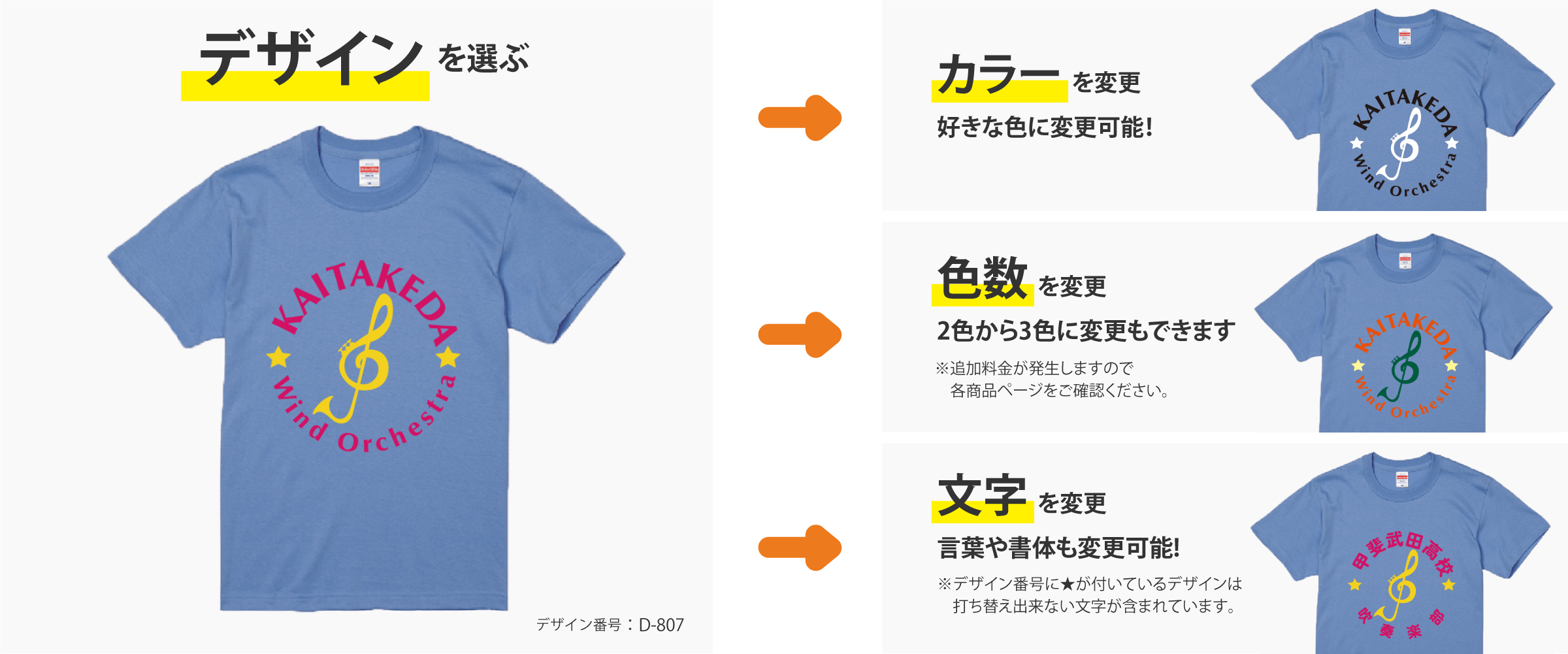 吹奏楽部tシャツ特集 オリジナルクラスtシャツや部活tシャツ作成 プリントはクラtコンシェル