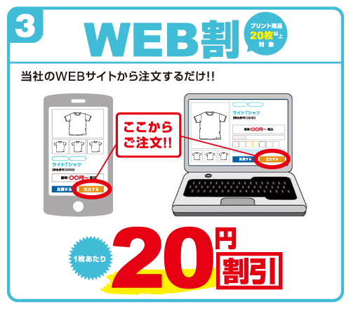 WEB割　WEBサイトから注文するだけで適用